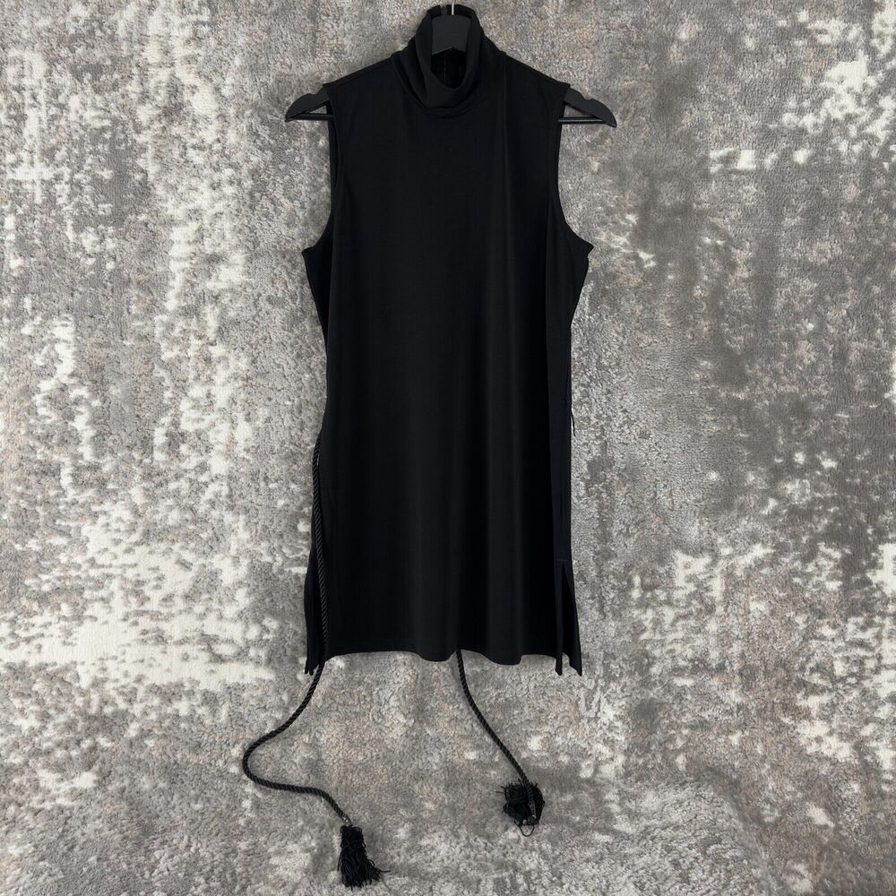 Lauren Ralph Lauren Sz M Turtleneck Stretch Tassel Tie Sleeveless Dress NWT Mini